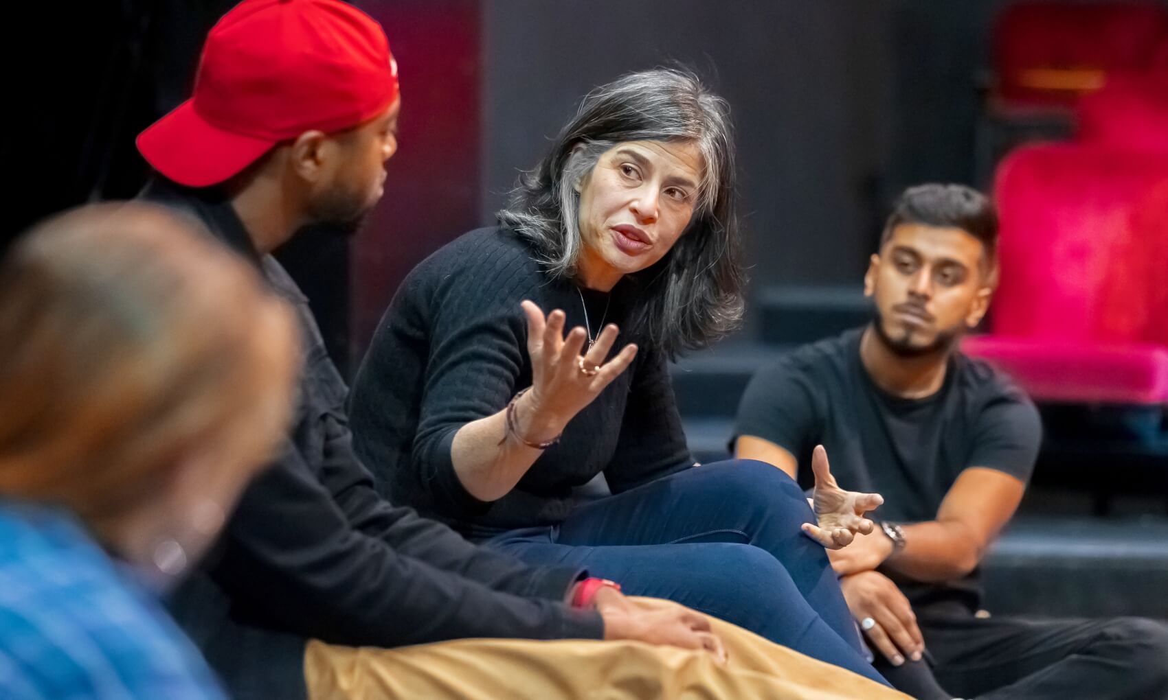 Teacher discussing with students